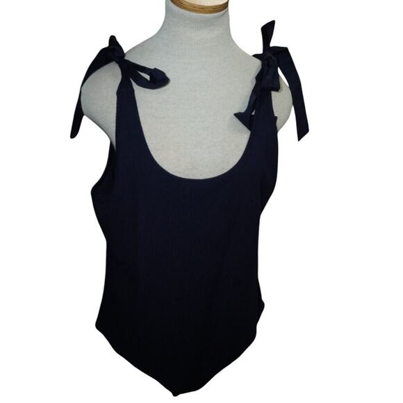 Old Navy Navy Blue Tie Strap Scoop Neck Ribbed Bodysuit Women’s Plus 2X - Picture 1 of 10